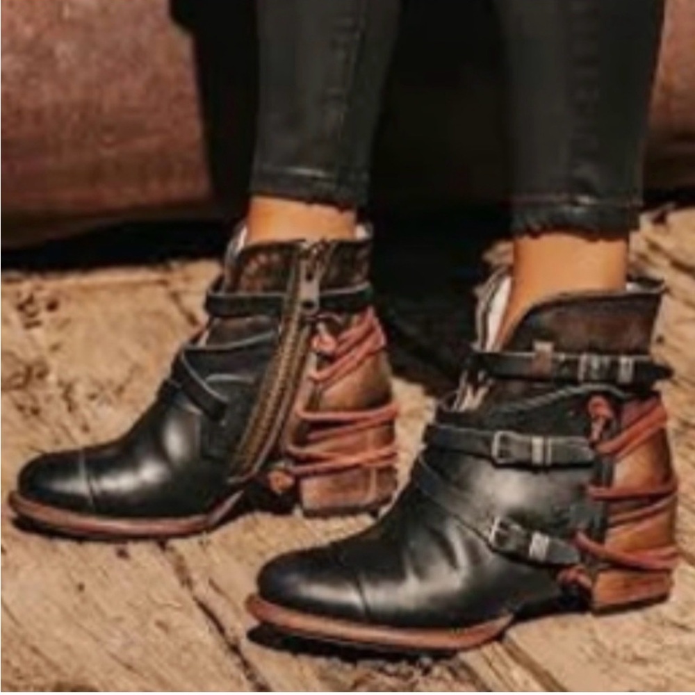 Freebird Black and Brown Ankle Boots